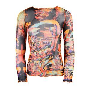 Jean Paul Gaultier 90's Psychedelic Face Print Mesh Top